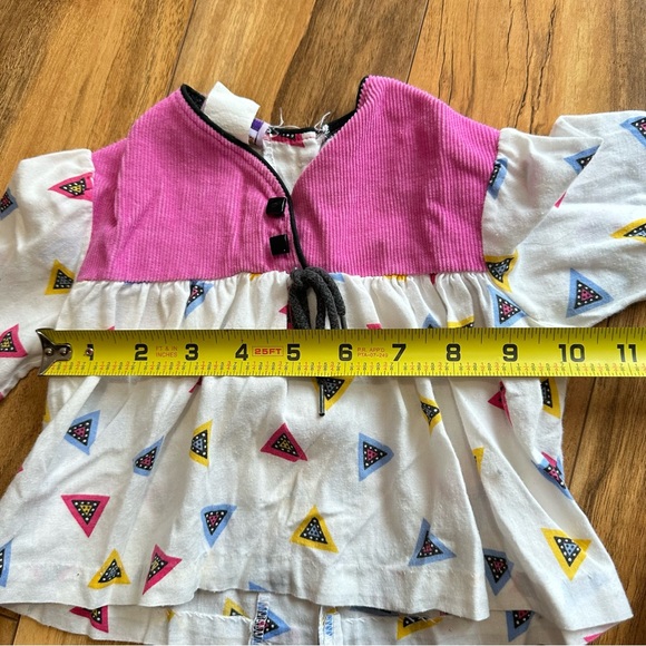 Vintage Pastel Triangle Geometric Print Toddler Blouse, 12 months, Made in USA - Picture 7 of 7
